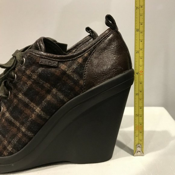 Aldo Derksen Plaid Sneaker Wedge Heels Shoes Boots - Picture 7 of 14